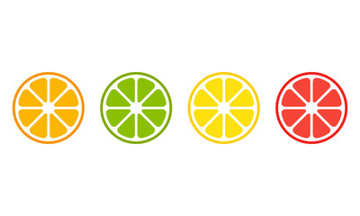 Citrus slices (Grapefruit orange lemon lime) vector illustration.Tropical,fruit isolated on white background