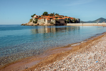 Isle Sveti Stefan Montenegro sea beach recreation trip travel spring summer nature village