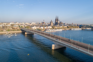 Fototapeta na wymiar Aerial View Cologne Köln Rhein Panorama
