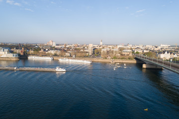 Fototapeta premium Aerial View Cologne Köln Rhein Panorama