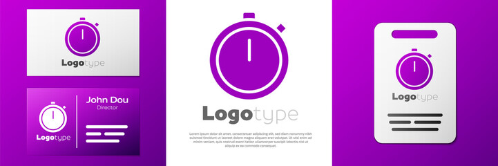Logotype Stopwatch icon isolated on white background. Time timer sign. Chronometer sign. Logo design template element. Vector