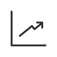 Growing bars graphic with rising arrow isolated on white background. Vector illustration.