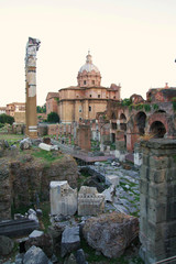 Fototapeta premium The view of Roman forum in Italy. The view of ancient rome