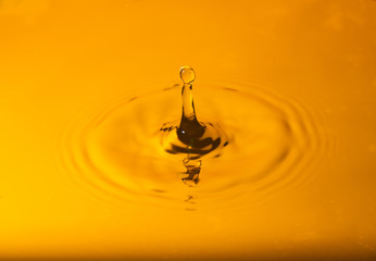 Splash after drop of water drop. Drops of water close-up.