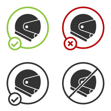Black Helmet icon isolated on white background. Extreme sport. Sport equipment. Circle button. Vector