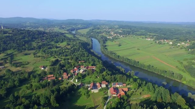 Village Preloka and Kolpa river in Slovenia