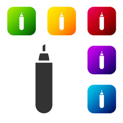 Black Marker pen icon isolated on white background. Set icons in color square buttons. Vector