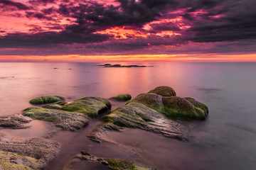 magical sunrise on the shore of Lake Malawi, African colours, Malawi, South-East-Africa