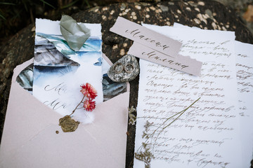 Wedding letters lying on the ground