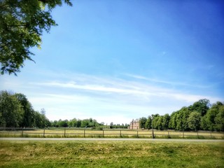 rural landscape with blue sky