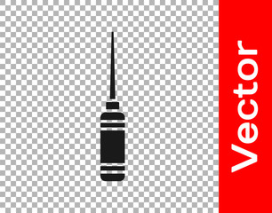 Black Awl tool with wooden handle icon isolated on transparent background. Work equipment tailor industry. Vector
