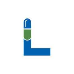 Letter L Pill or Capsule Logo Design. Initial Geometric Medicine Vector Graphic. 