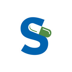 Letter S Pill or Capsule Logo Design. Initial Geometric Medicine Vector Graphic. 
