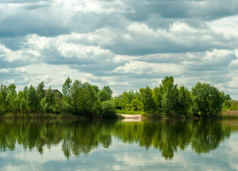 Landscape panorame on small vilage near Kyiv
