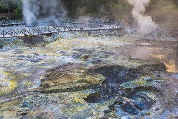 Geothermal cooking in Fumarolas da Lagoa das Furnas on Sao Miguel island, Azores
