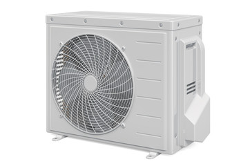Fototapeta premium Outdoor compressor unit, side view. Air conditioner. 3D rendering