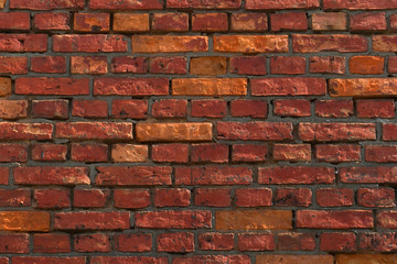 old, frayed yellow brick wall texture, background