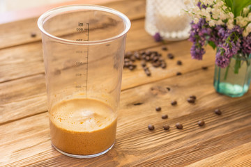 dalgona coffee a cool fluffy whipped coffee latte with coffee foam