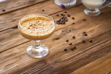 dalgona coffee a cool fluffy whipped coffee latte with coffee foam