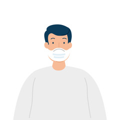 man using protective surgical mask for covid 19 prevention vector illustration design