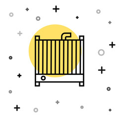 Black line Car radiator cooling system icon isolated on white background. Random dynamic shapes. Vector