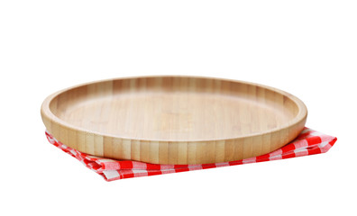 Wooden plate isolated on white,empty dish.