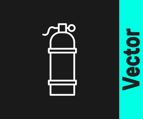 White line Aqualung icon isolated on black background. Oxygen tank for diver. Diving equipment. Extreme sport. Sport equipment. Vector