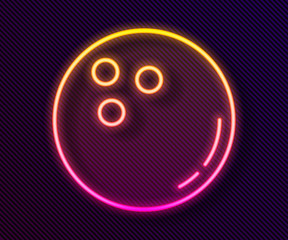 Glowing neon line Bowling ball icon isolated on black background. Sport equipment. Vector