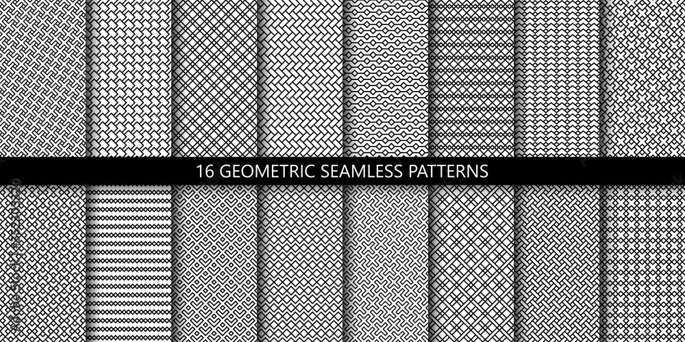 Fototapete vector set of linear ornamental seamless patterns. collection of simple geometric modern patterns. p