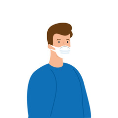 man using protective surgical mask for covid 19 prevention vector illustration design