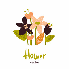 Flower frame flat illustration. Flowers on an isolated background. Summer banner on the site. Holiday card with bright colors. Oformlenie cards. Hello summer. Vector.