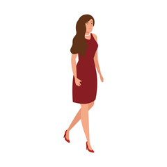 pretty young woman elegant on white background vector illustration design