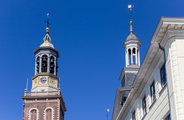 Fototapeta na wymiar Historic towers in the center of Kampen, Netherlands
