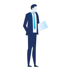 young businessman, wearing working outfit with paper document vector illustration design