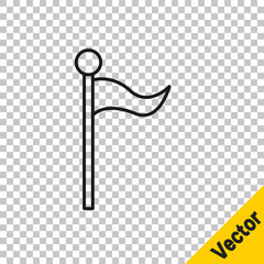 Black line Flag icon isolated on transparent background. Location marker symbol. Vector Illustration