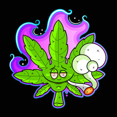 Cannabis Logo Design Illustration Suitable For Greeting Card, Poster Or T-shirt Printing.