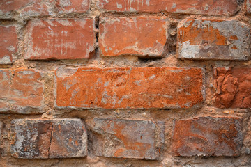 Old red brick masonry. Background