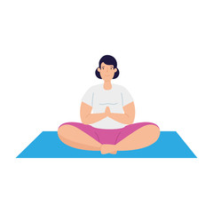 woman practicing yoga exercise, healthy lifestyle vector illustration design