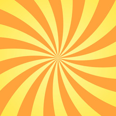 Sun rays background. Yellow orange radiate sun beam, burst effect. Sunbeam light flash boom. Template poster sale. Sunlight star, sunrise glow burst. Solar radiance, retro design. Vector illustration