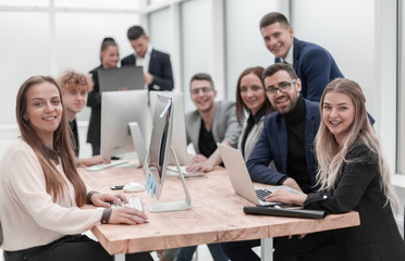 young business people work in a modern office