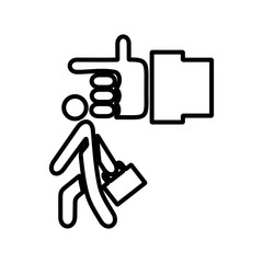 Illustration of employee kicked out of company. Boss firing worker sign. Layoff symbol for modern business concept and web, mobile design.