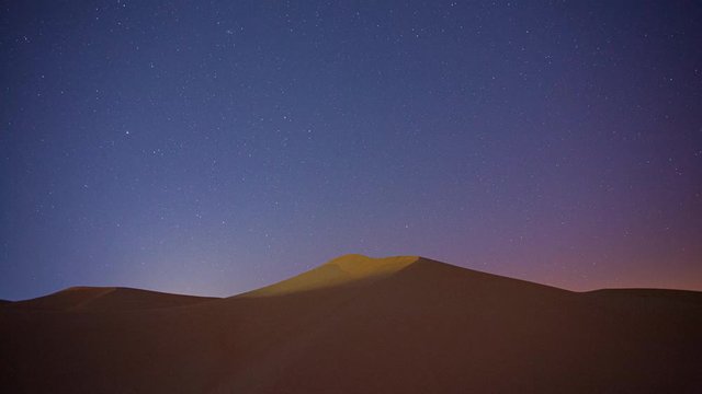 Incredible Night Sky Stars Timelapse Over Sand Dunes in the Moreeb Dune. Meteors, Galaxy, and Planets Pass overhead in this cosmos shot.