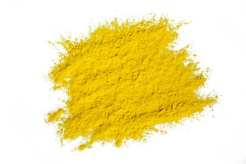 Abstract background of yellow dry powder paint. Copy space,banner.