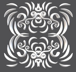 3d abstract ornament gray background