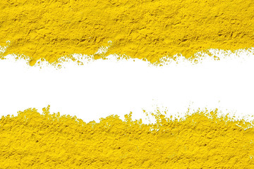 Abstract background of yellow dry powder paint. Copy space,banner.