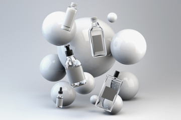 3d mock up render of a set of bottles for care