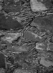 Close up of the details of an old house stone, of Real de Catorce, Mexico