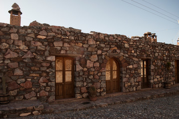 Beautiful antique building construction facade of Real de Catorce, Mexico