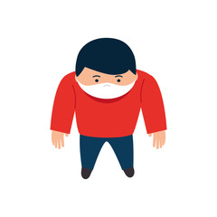 view aerial of man using protective surgical mask for covid 19 prevention vector illustration design