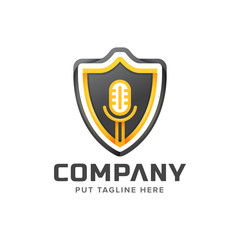 podcast radio microphone logo template for company